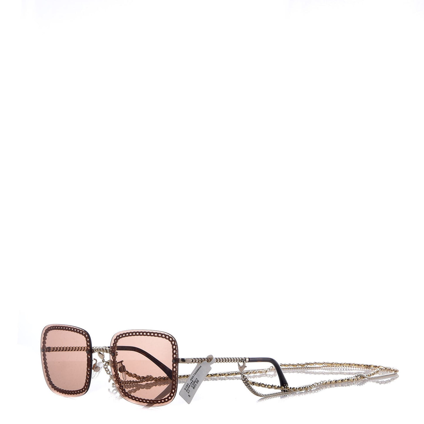 Metal Removable Chain Square Sunglasses 4244 Light Brown