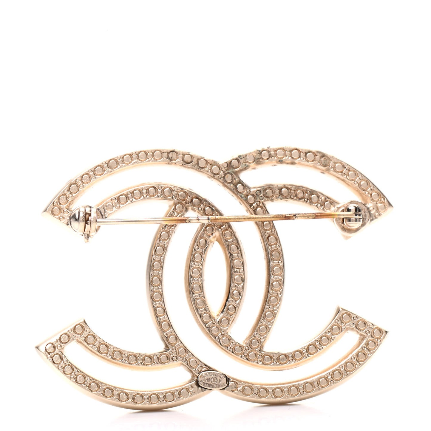 Crystal CC Brooch Light Gold
