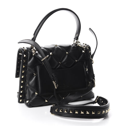 Valentino Garavani Lambskin VLTN Print Candystud Top Handle Bag Black 4 of 12