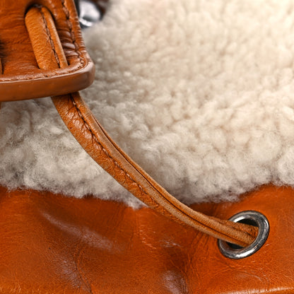 Chanel Glazed Calfskin Shearling Quilted Small Mountain Backpack Brown 13 of 15