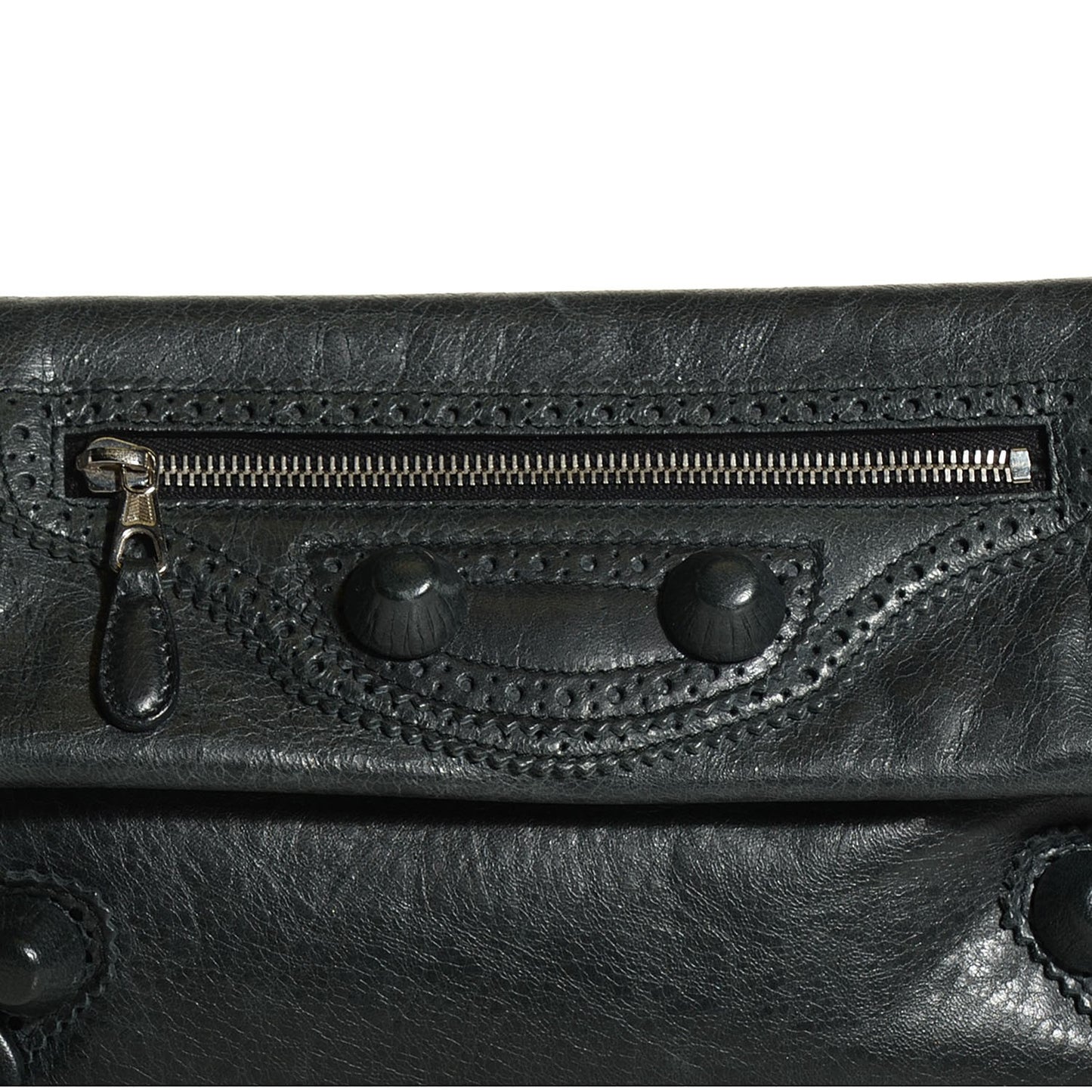 Agneau Giant Brogues Hardware Envelope Clutch Anthracite