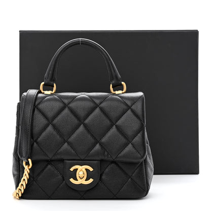 Chanel Shiny Caviar Quilted Mini Top Handle Flap Black 11 of 11