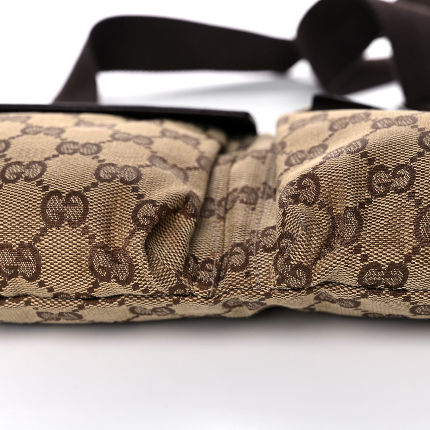 GG Plus Monogram Double Pocket Belt Bag Dark Brown