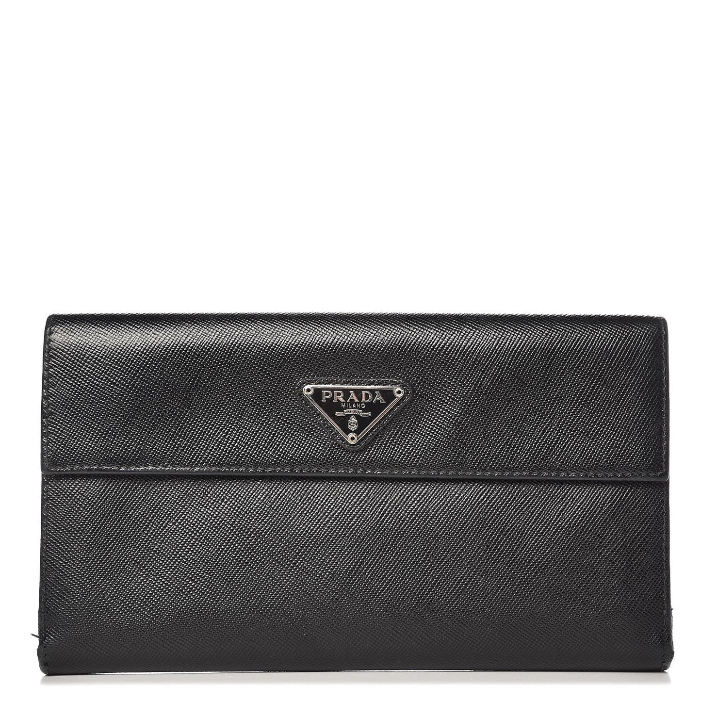 Saffiano Metal Continental Flap Wallet Nero Black