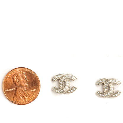 Chanel Crystal Timeless CC Earrings Silver 2 of 4