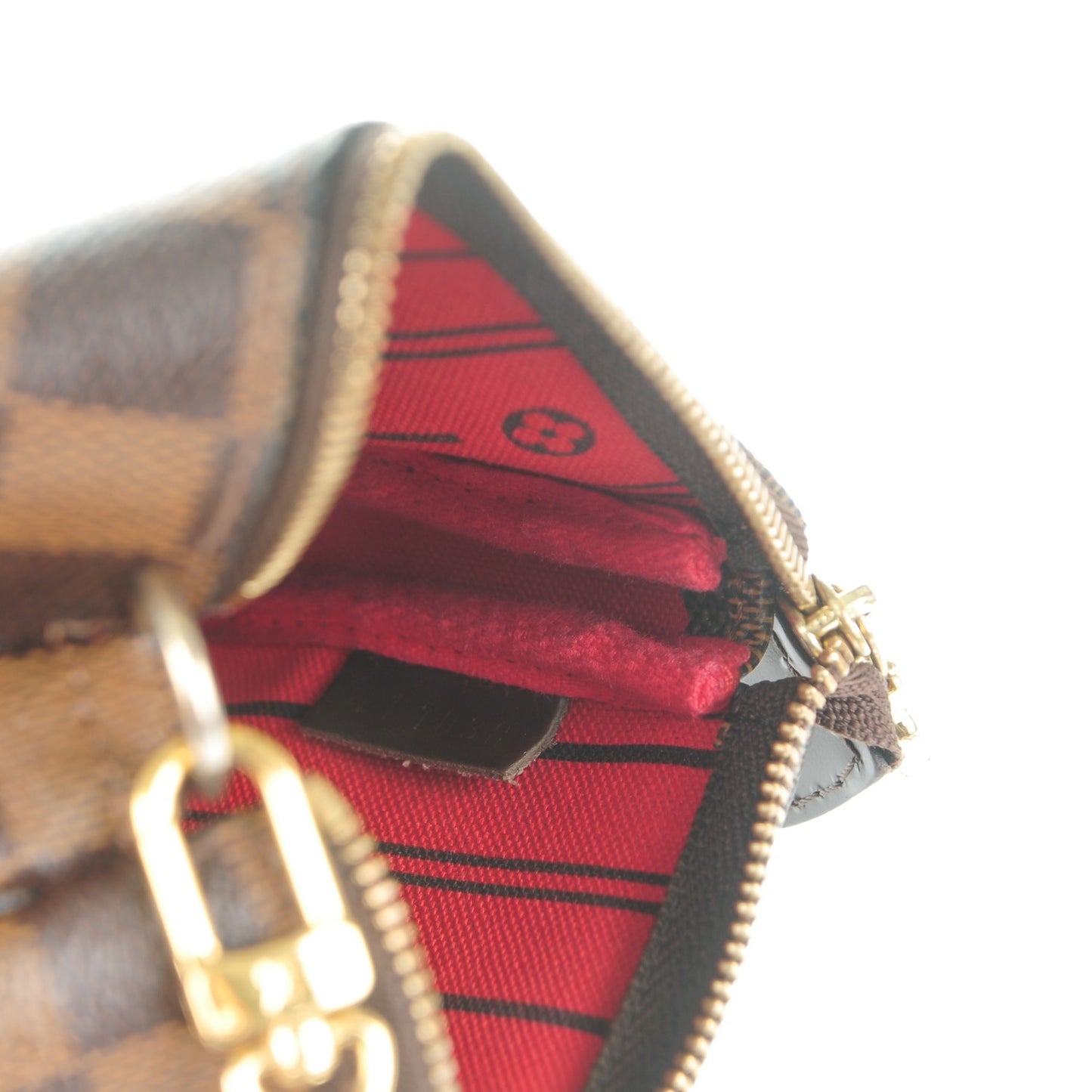 Damier Ebene Complice Trunks and Bags Mini Pochette Accessories Red