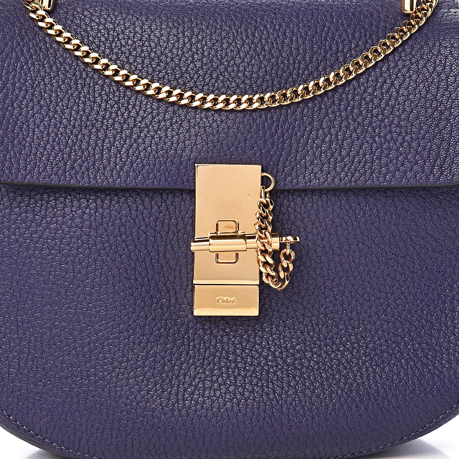 Chloe Grained Lambskin Mini Drew Shoulder Bag Royal Navy 8 of 11