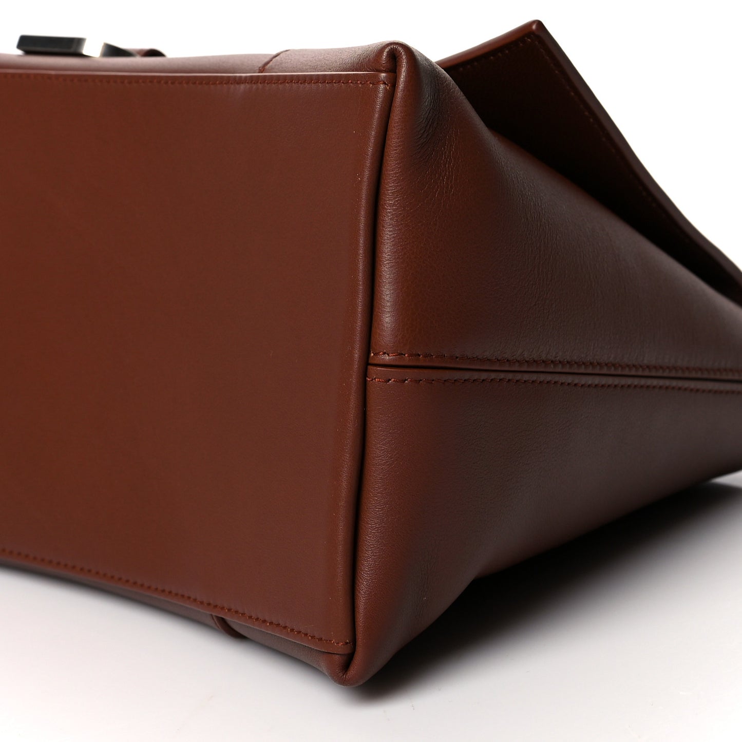 Semi Shiny Smooth Calfskin M Downtown Shoulder Bag Dark Tan