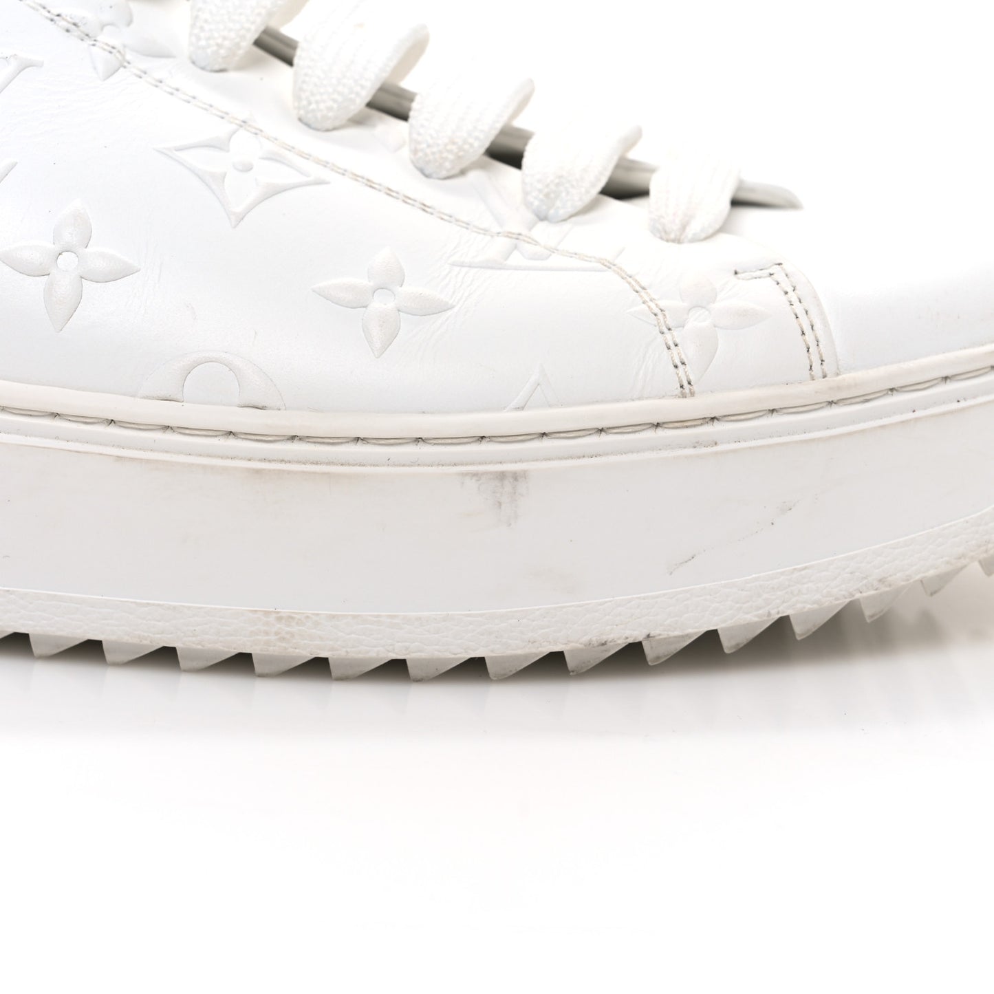 Lambskin Embossed Monogram Time Out Sneakers 39 White