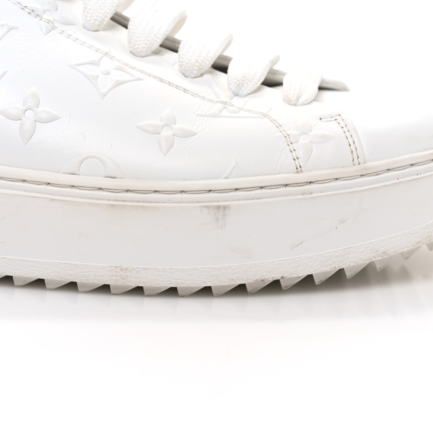 Louis Vuitton Lambskin Embossed Monogram Time Out Sneakers 39 White 11 of 13