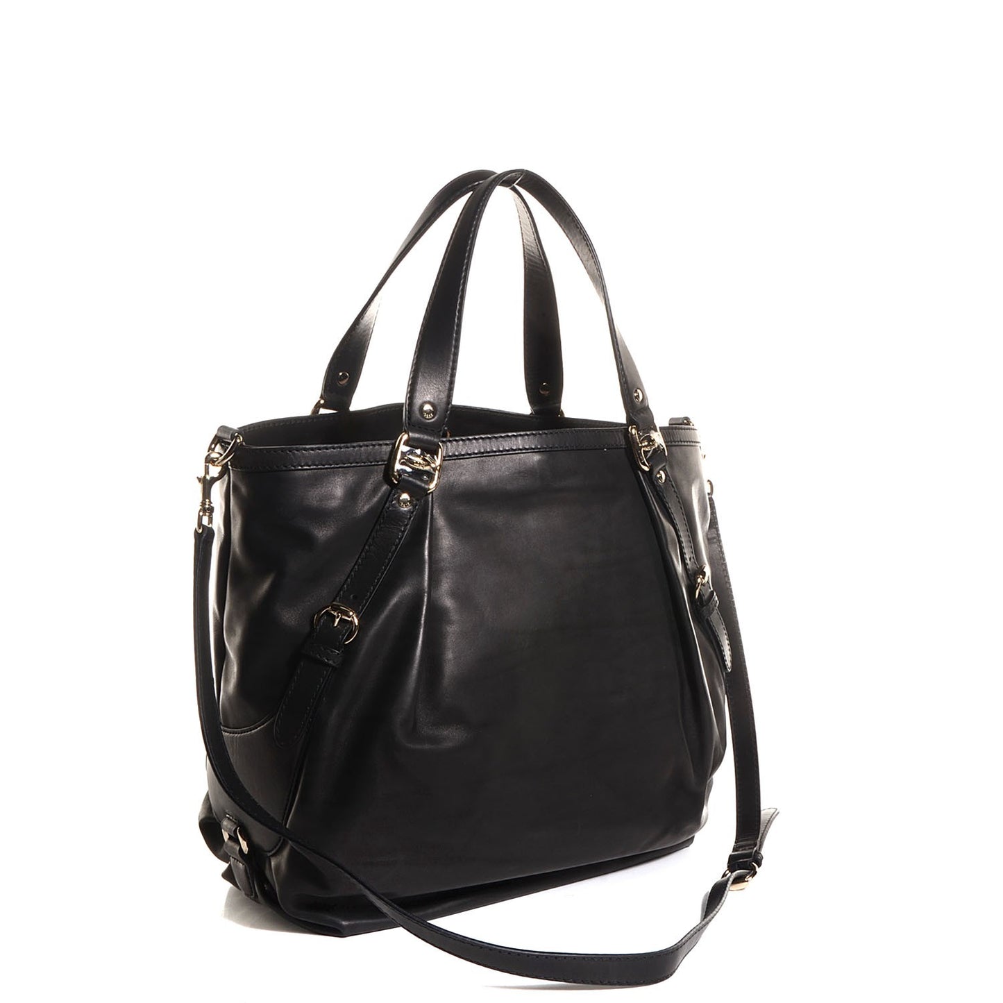 Leather Medium Bridle Tote Black