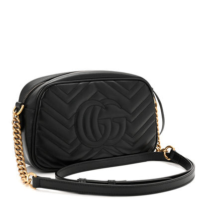 Gucci Calfskin Matelasse Small GG Marmont Chain Shoulder Bag Black 3 of 11