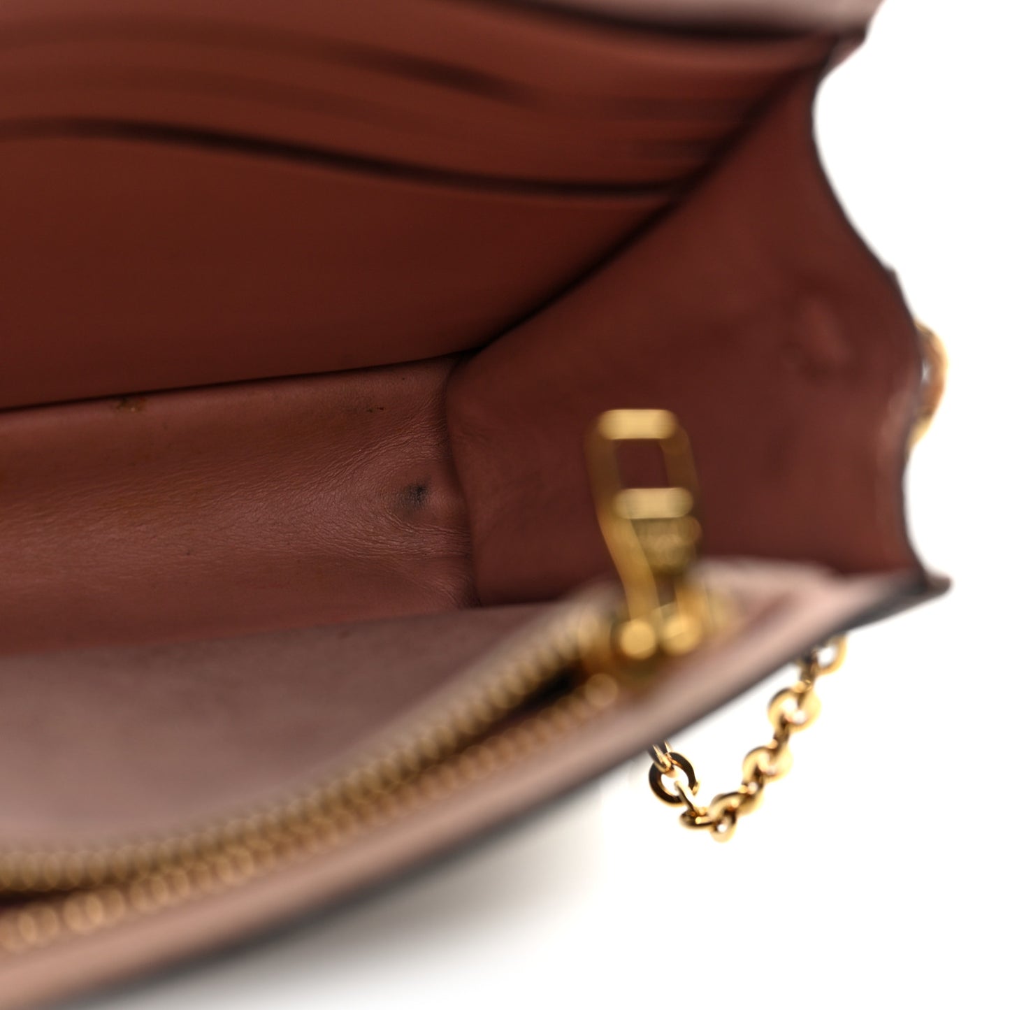 Damier Ebene Croisette Chain Wallet Magnolia