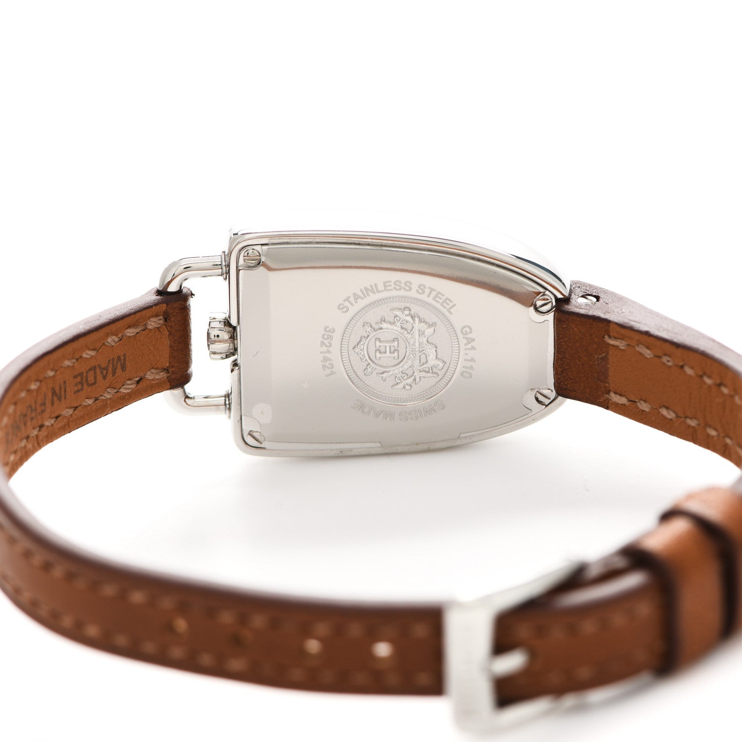 Hermes Stainless Steel Barenia 20mm Galop Quartz Watch Fauve 4 of 5