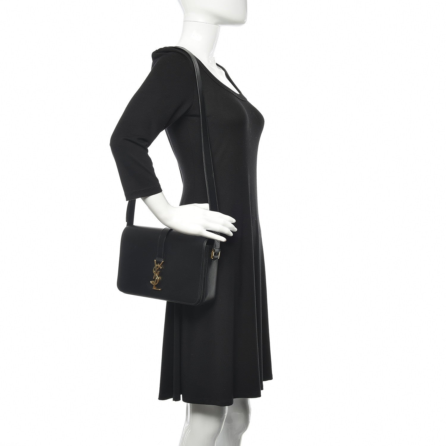 Saint Laurent Textured Calfskin Medium Classic Monogram Universite Bag Black 2 of 16