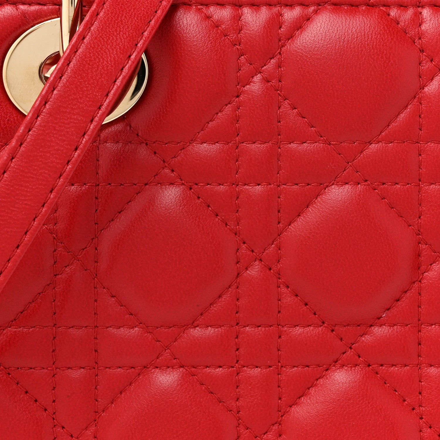 Christian Dior Lambskin Cannage Medium Lady Dior Red 8 of 12