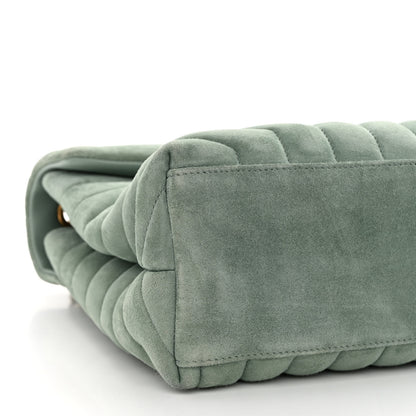 Saint Laurent Suede Y Quilted Monogram Medium Loulou Chain Satchel Vert Opaline 9 of 10