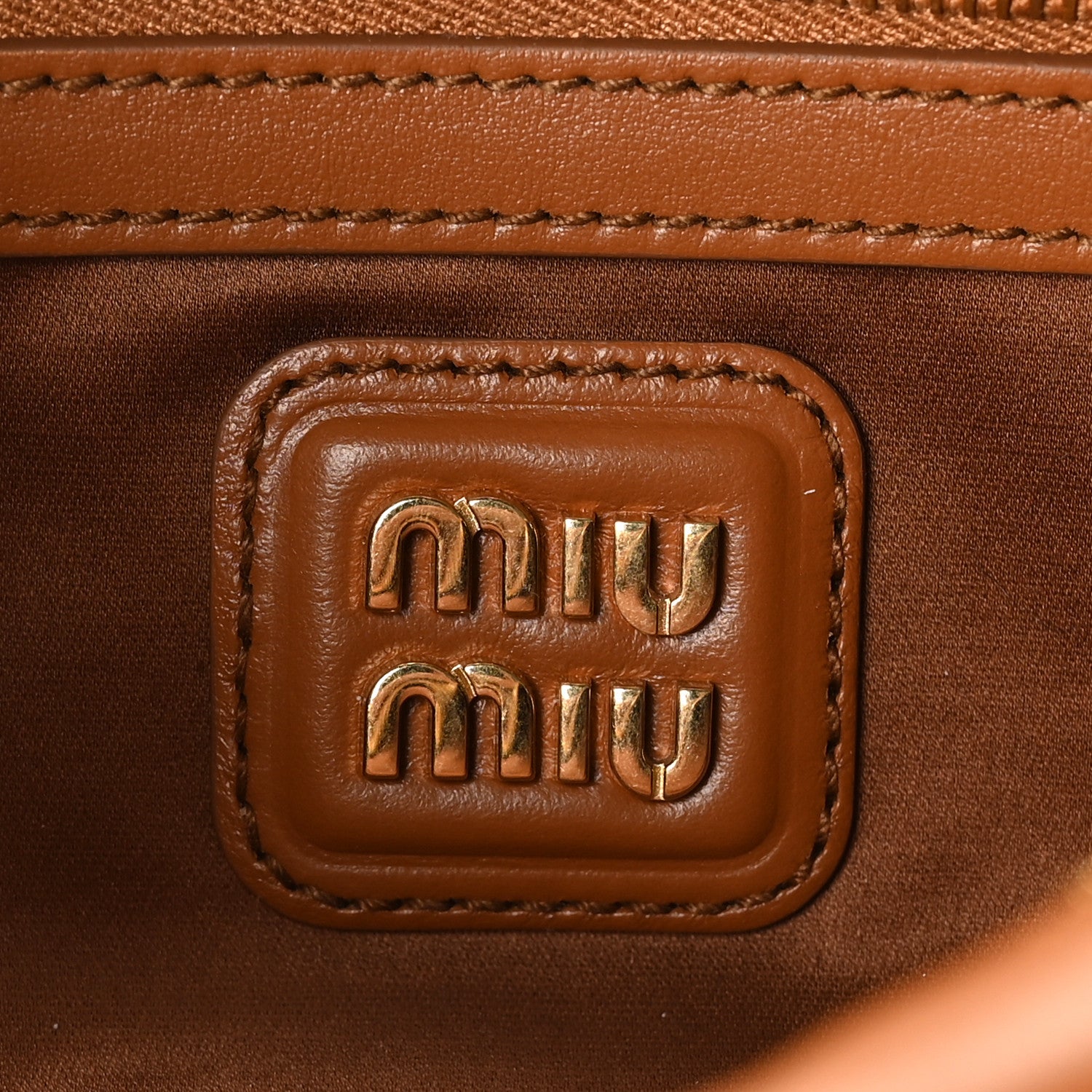Miu Miu Calfskin Regular Arcadie Top Handle Bag Cognac 6 of 9