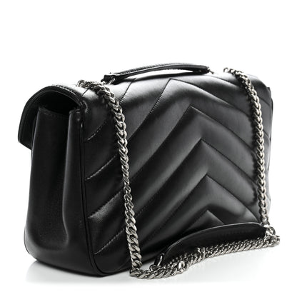 Saint Laurent Lambskin Chevron Quilted Medium Loulou Black 4 of 13