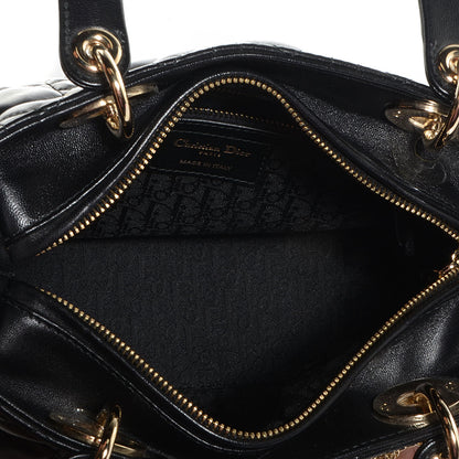 Christian Dior Lambskin Cannage Medium Pearl Lady Dior Black 5 of 7