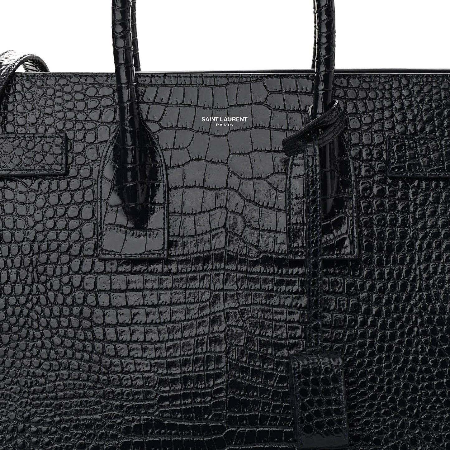 Calfskin Crocodile Embossed Small Sac De Jour Dark Notte