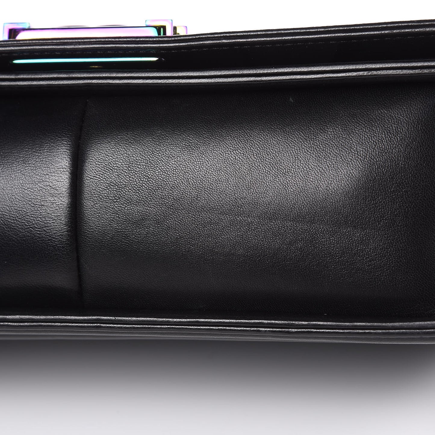 Lambskin LED Iridescent Metal Medium Boy Flap Black Multicolor