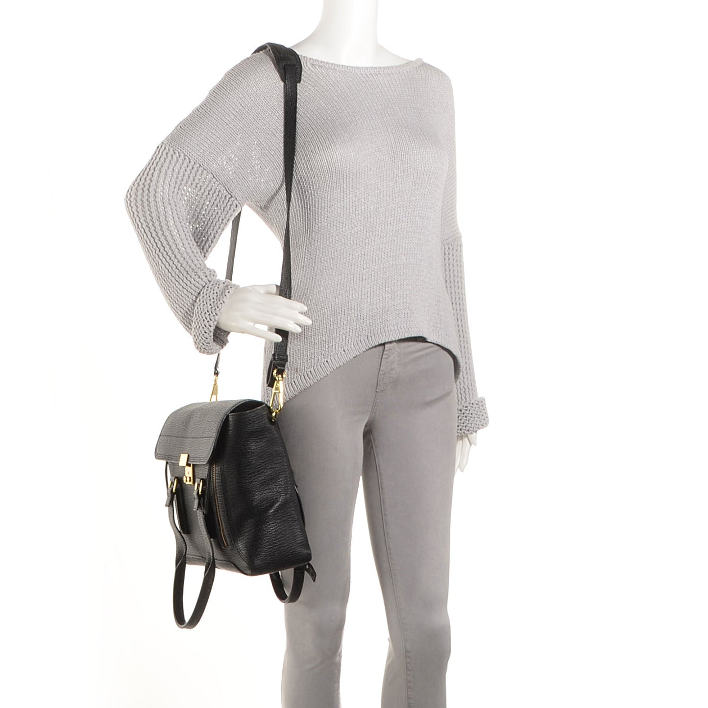 3.1 Leather Medium Pashli Satchel Black
