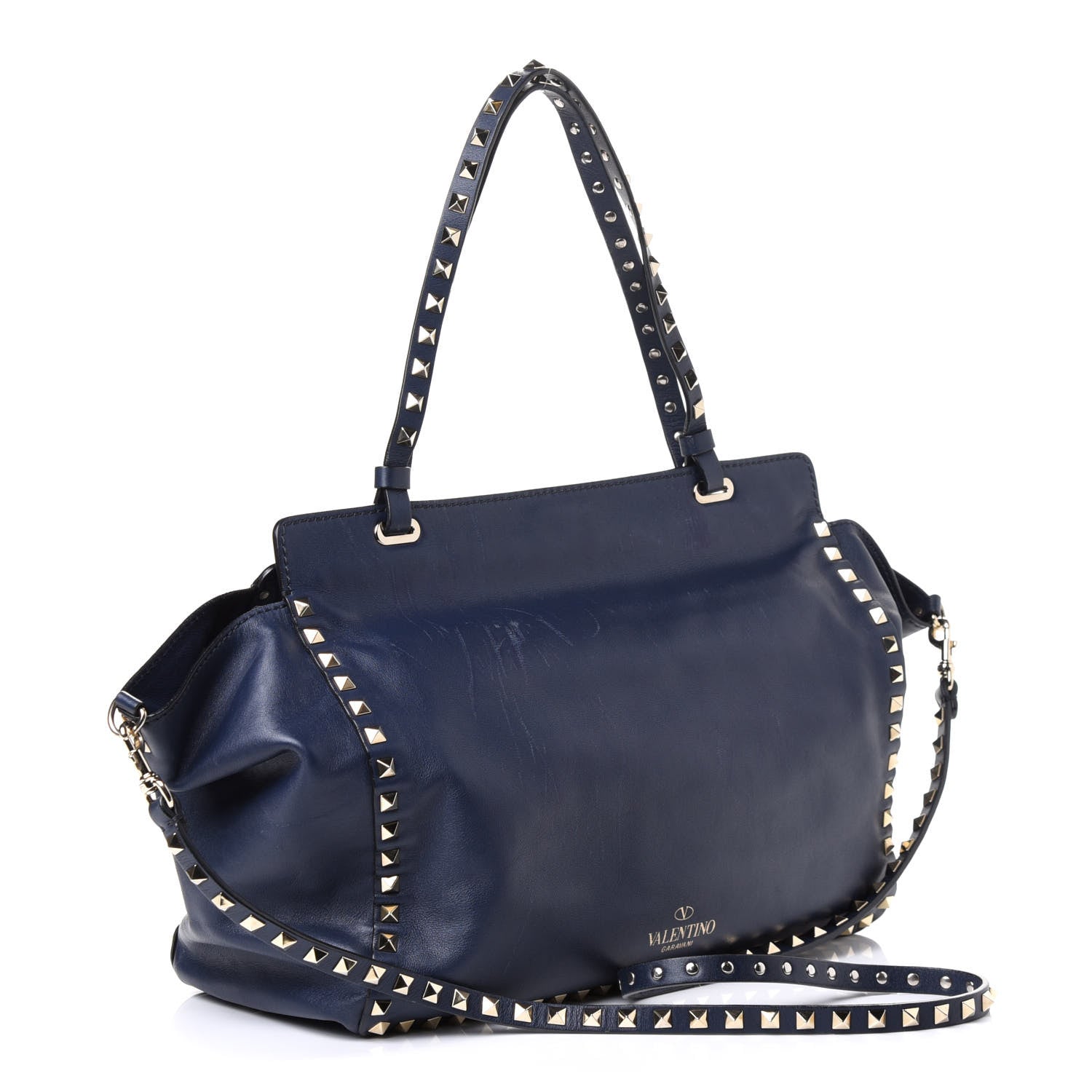 Valentino Garavani Vitello Medium Rockstud Tote Marine 2 of 5