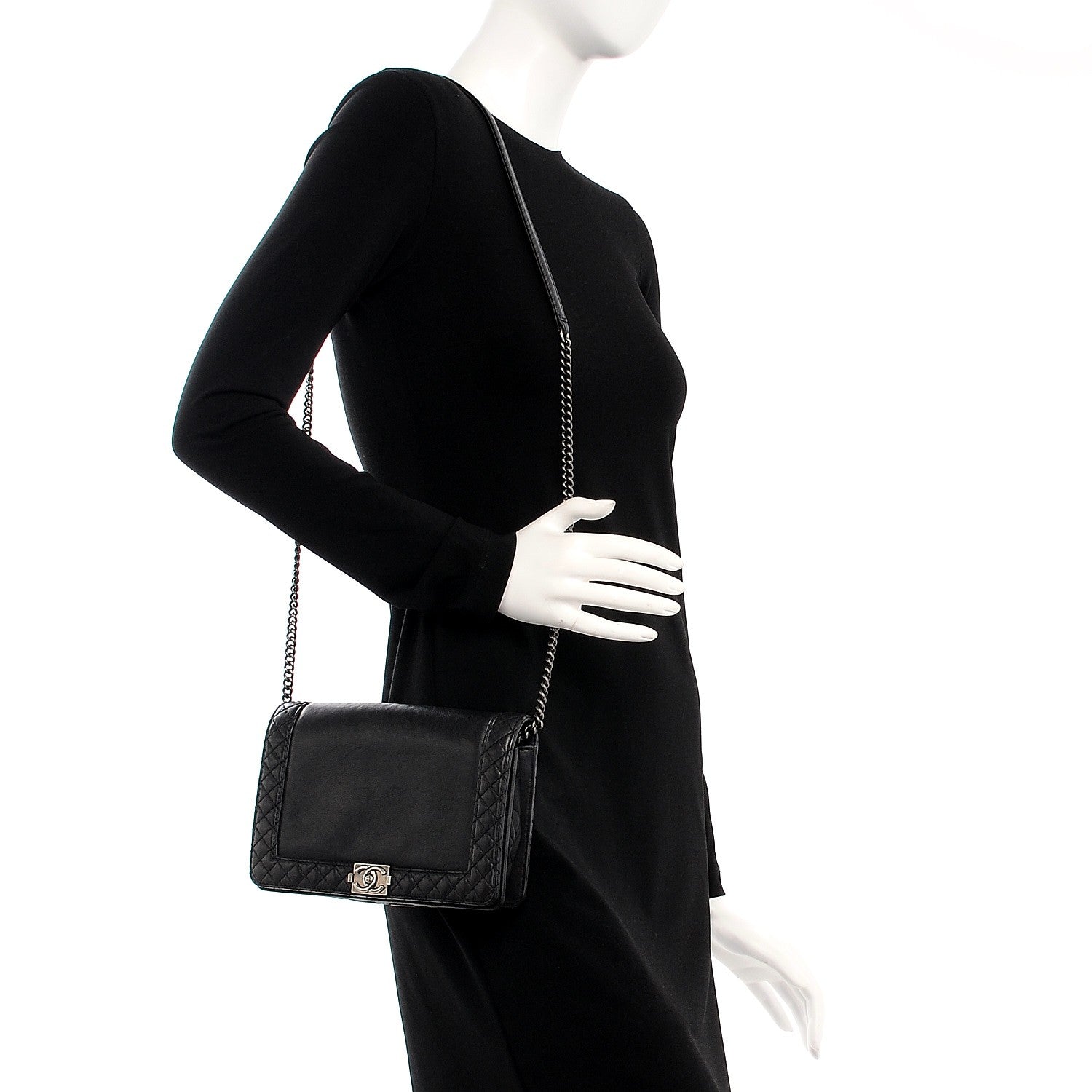 Chanel Calfskin Small Boy Reverso Flap Black 2 of 7