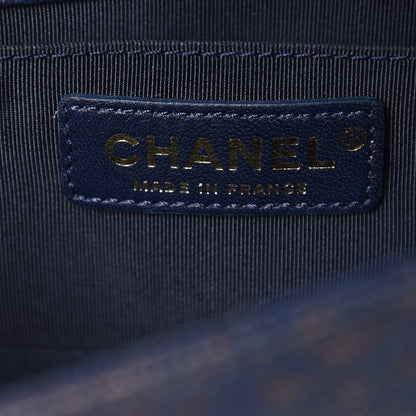 Chanel Patinated Caviar Chevron Braided Small Boy Flap Navy Blue 6 of 8