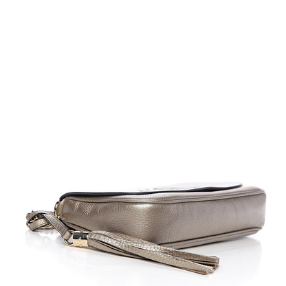 Gucci Metallic Pebbled Calfskin Medium Soho Flap Crossbody Golden Beige 3 of 9