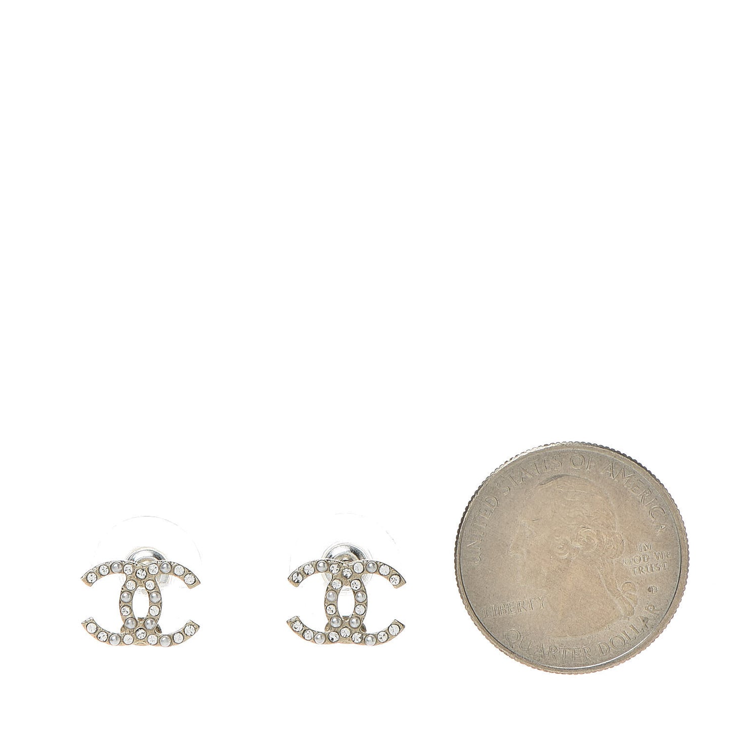 Pearl Crystal CC Earrings Gold