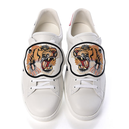 Gucci Calfskin Ayers Web Tiger Embroidered Mens Ace Sneakers 10.5 White 5 of 11