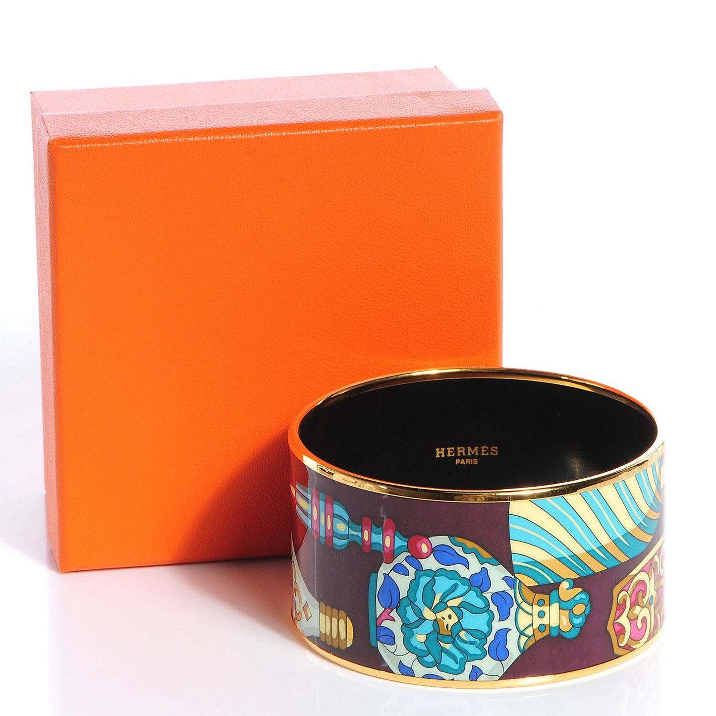 Enamel Printed Flacons Extra Wide Bracelet 70 Raisin