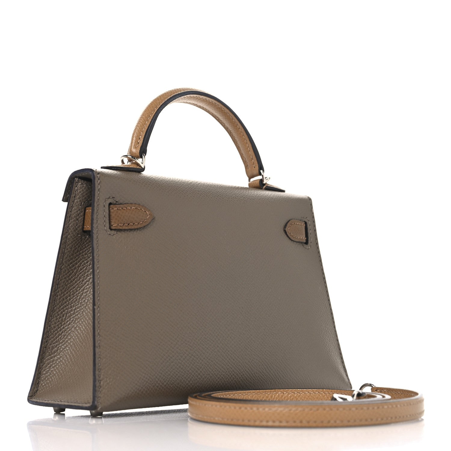 Hermes Epsom Tri-Color Mini Kelly Sellier 20 Etoupe Alezan Biscuit 3 of 14