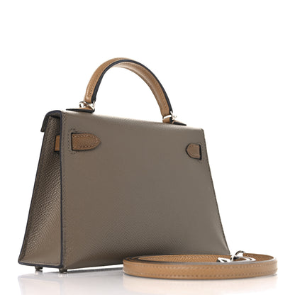 Hermes Epsom Tri-Color Mini Kelly Sellier 20 Etoupe Alezan Biscuit 3 of 14