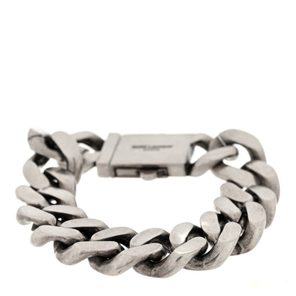 Saint Laurent Metal Curb Chain Bracelet Oxidized Silver 1 of 5