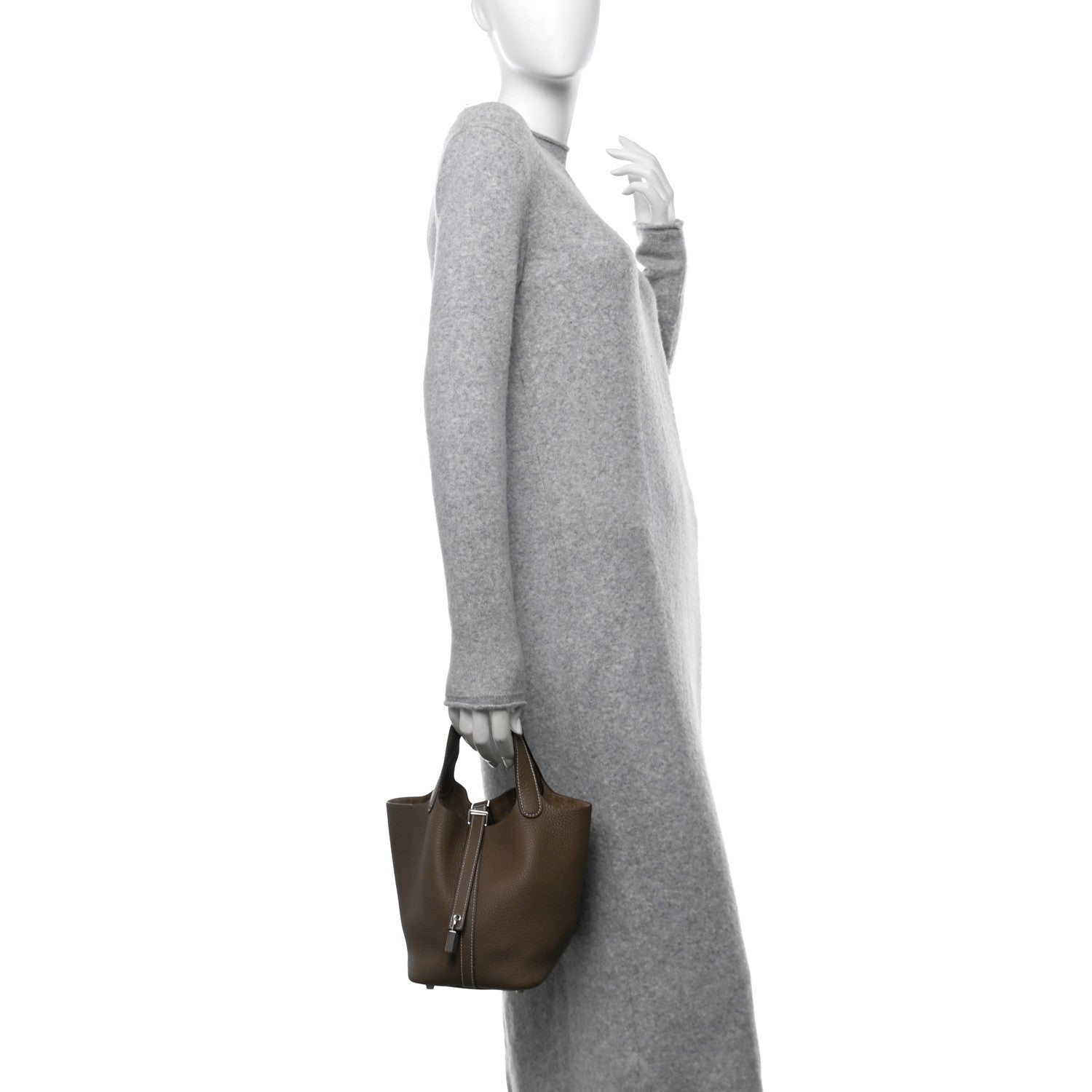 Hermes Taurillon Clemence Picotin Lock 18 PM Etoupe 2 of 10