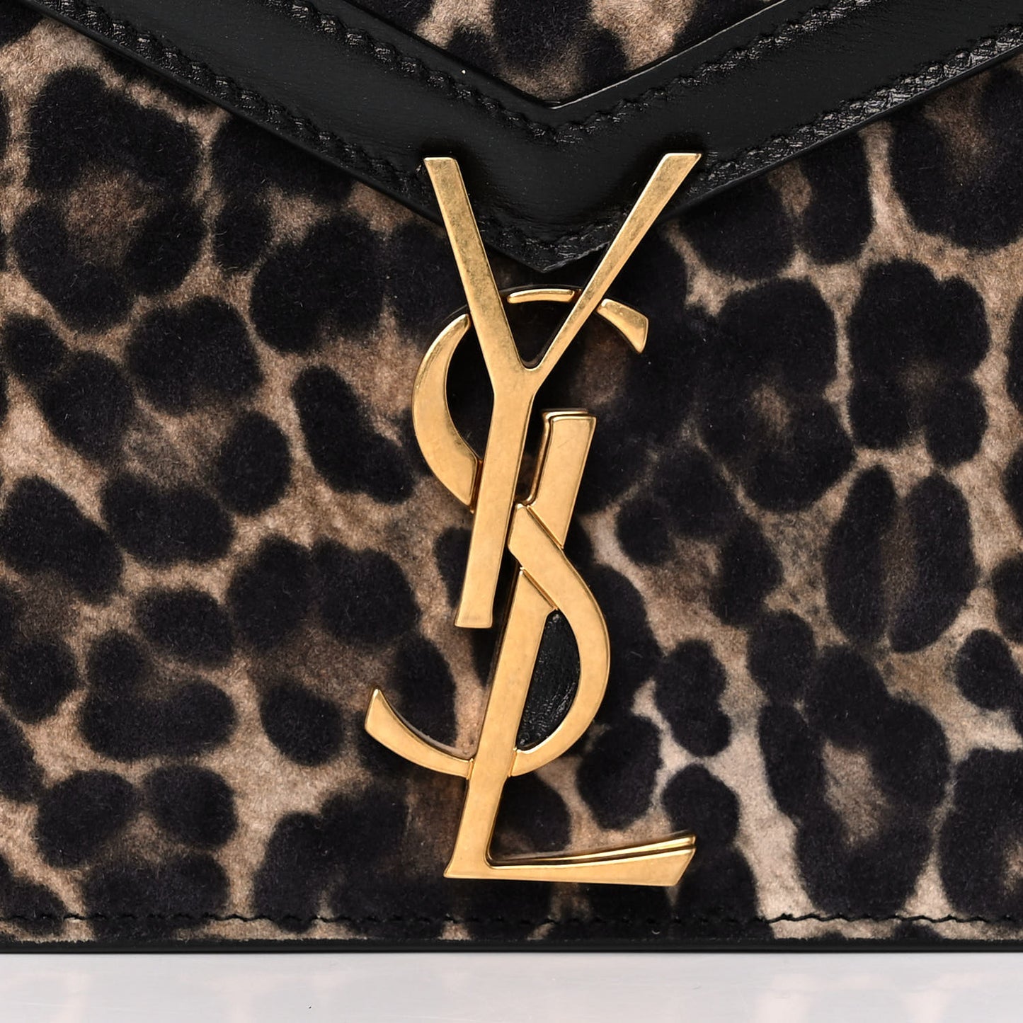 Suede Leopard Print Monogram Cassandra Clasp Bag Black