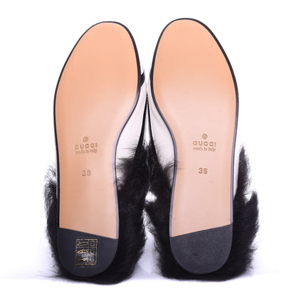 Gucci Malaga Kid Fur Zebra Inlay Womens Princetown Slippers 36 Mystic White Black 4 of 7