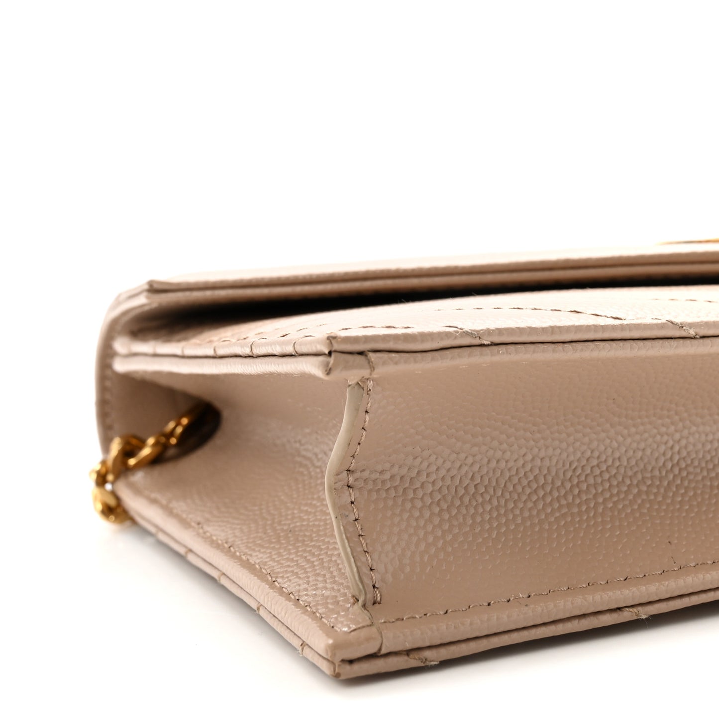 Grain De Poudre Matelasse Chevron Monogram Envelope Chain Wallet Dark Beige