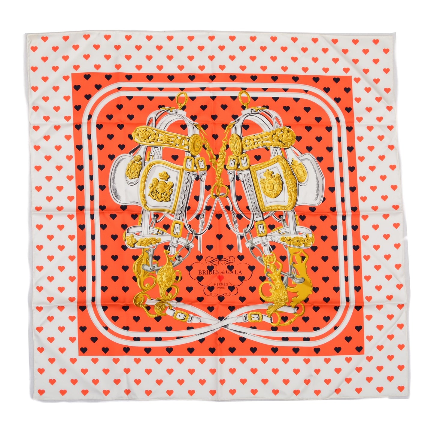 Silk Bride De Gala Love Scarf 90 Orange Marine White