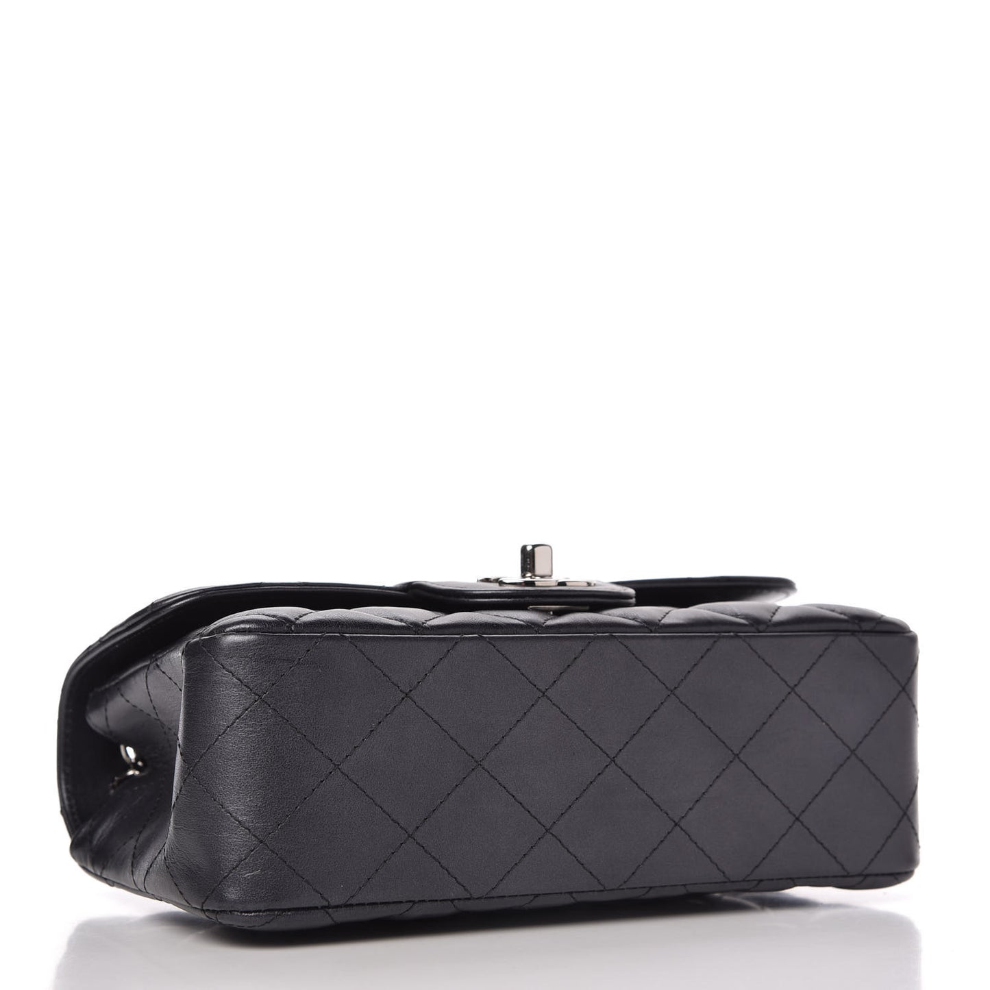 Iridescent Calfskin Quilted Mini Rectangular Flap Charcoal