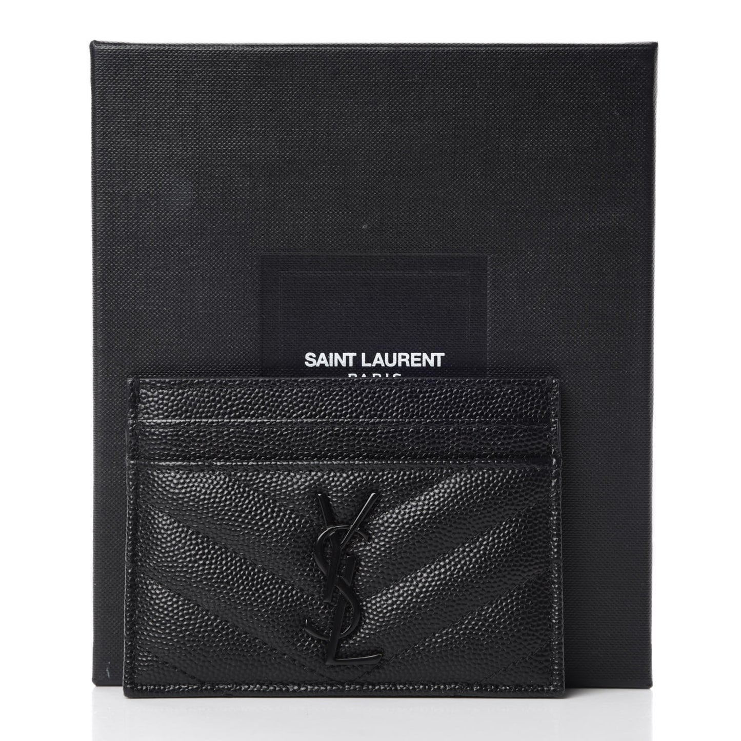 Grain De Poudre Matelasse Chevron Monogram Credit Card Case Black