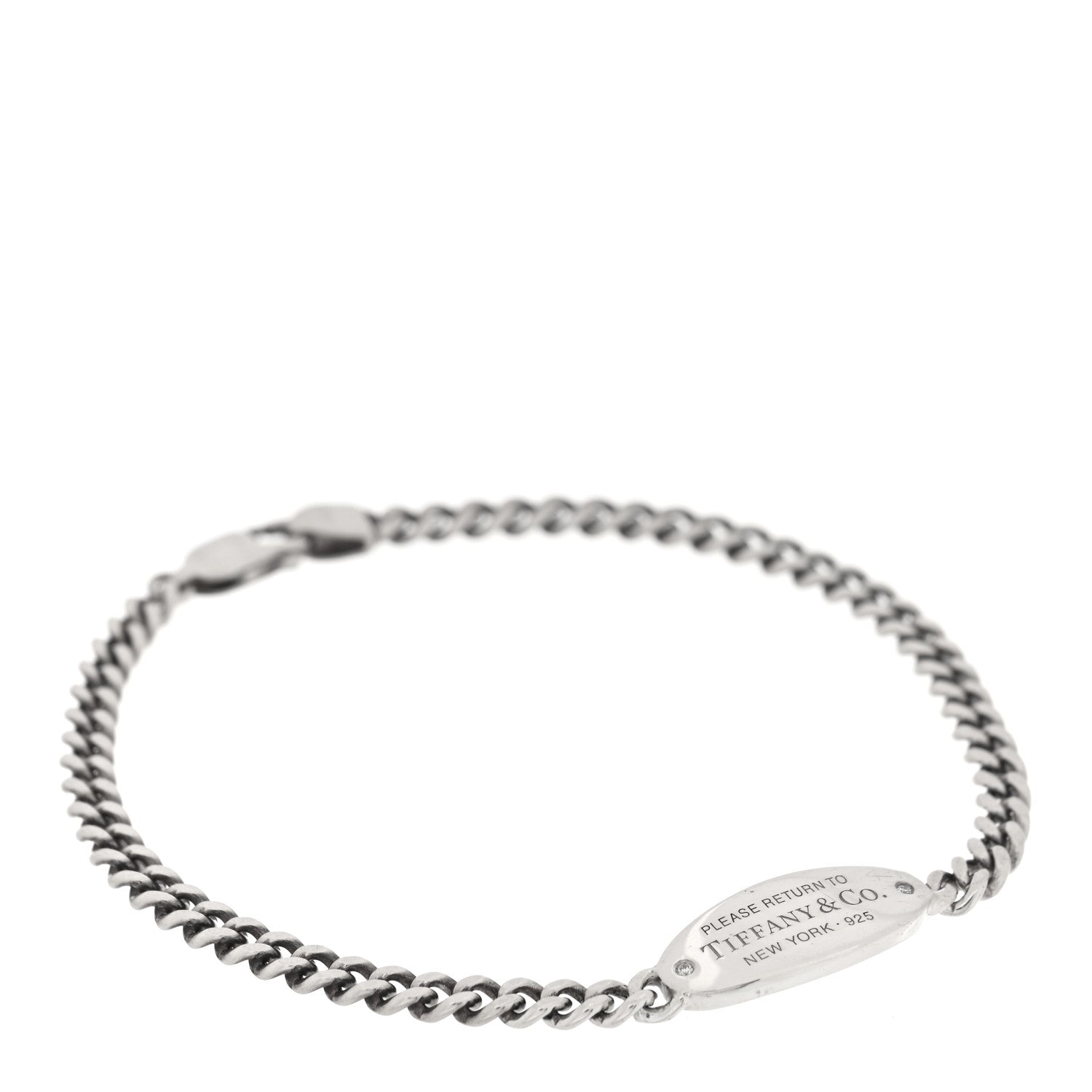 Tiffany Sterling Silver Diamond Return To Tiffany Oval ID Bracelet 1 of 4