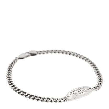 Tiffany Sterling Silver Diamond Return To Tiffany Oval ID Bracelet 1 of 4