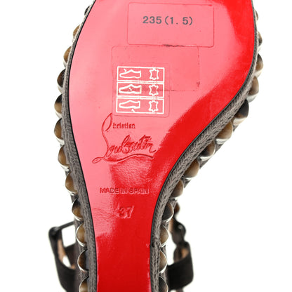 Christian Louboutin Veau Velours Cataclou 120 Wedge Sandals 37 Sand 6 of 7