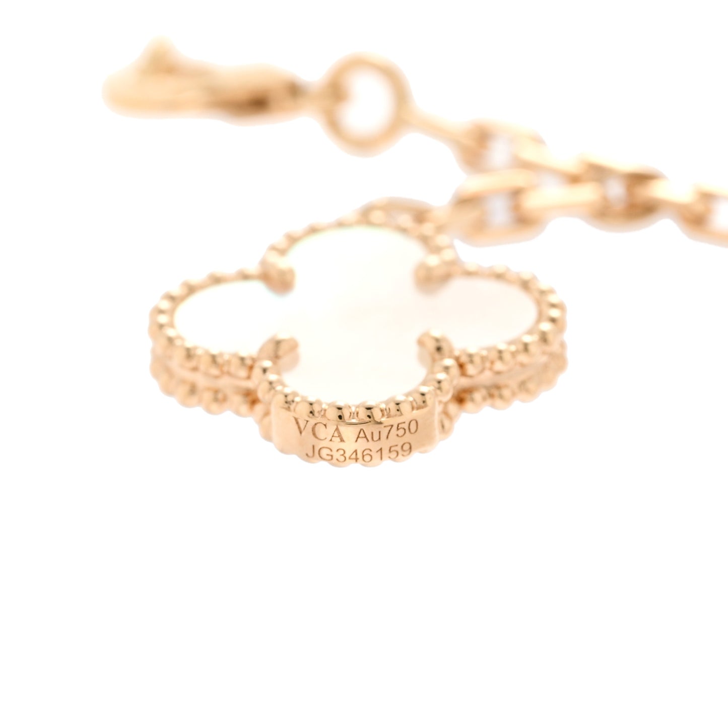 18K Yellow Gold Mother of Pearl 6 Motifs Magic Alhambra Necklace