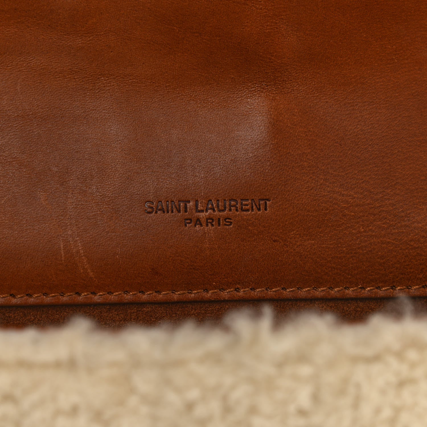 Saint Laurent Shearling Small Monogram Kate Satchel Beige 9 of 14