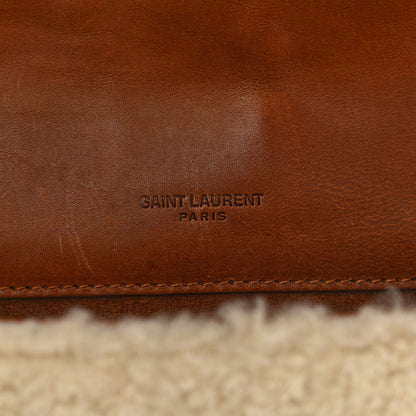 Saint Laurent Shearling Small Monogram Kate Satchel Beige 9 of 14